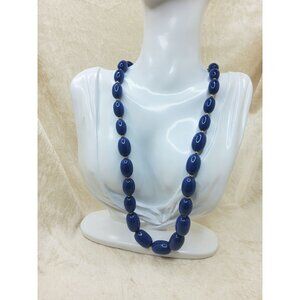 Vintage Blue Beaded With Tiny Gold Beads Necklace